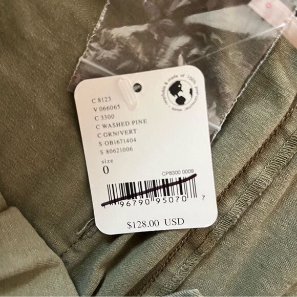 NWT Free People Hard Rain Gaucho Cropped Cargo Pants Washed Pine Size 0 - Picture 11 of 13